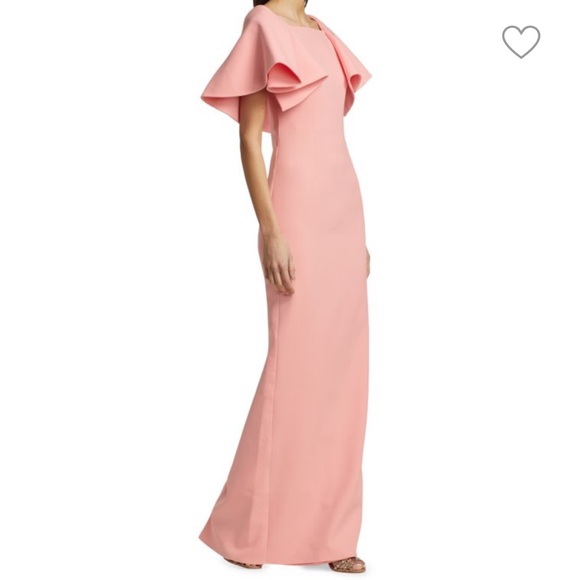 SAFIYAA Eve Stretch Crepe Draped Sleeve Column Dress 10 - Picture 5 of 16